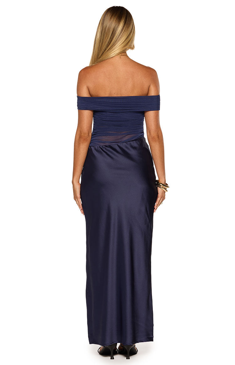 Jamilla Navy Off Shoulder Formal Maxi Dress Image