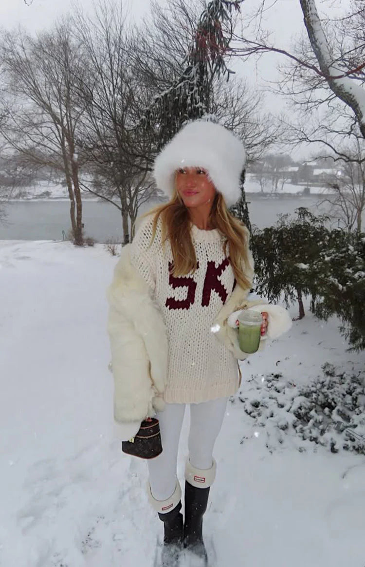 Jasmine Ski Cream Jacquard Chunky Knit Sweater