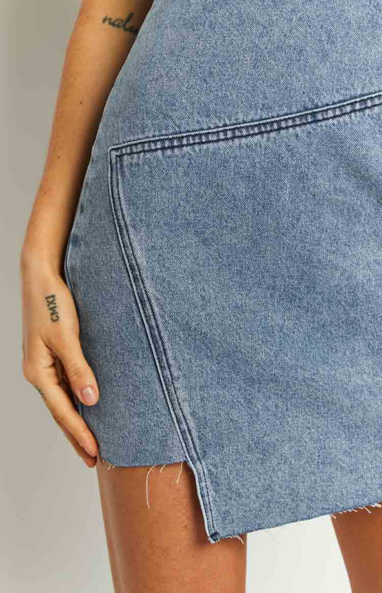denim wrap mini dress Cora Denim Wrap-style Mini Dress S