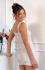 Jayda Silver Sequin Party Mini Dress Image