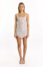 Jayda Silver Sequin Party Mini Dress