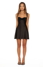 Jazzy Black Contrast Rhinestone Mini Dress Image