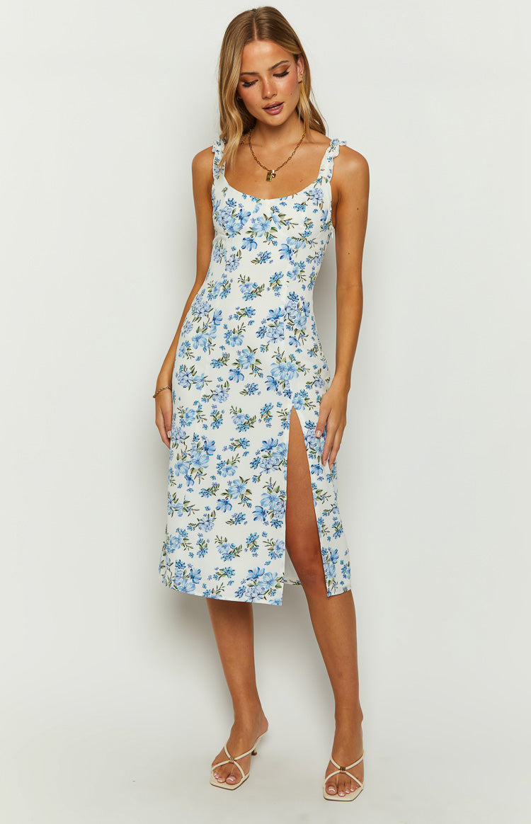 Jessie Blue Floral Midi Dress - US 10