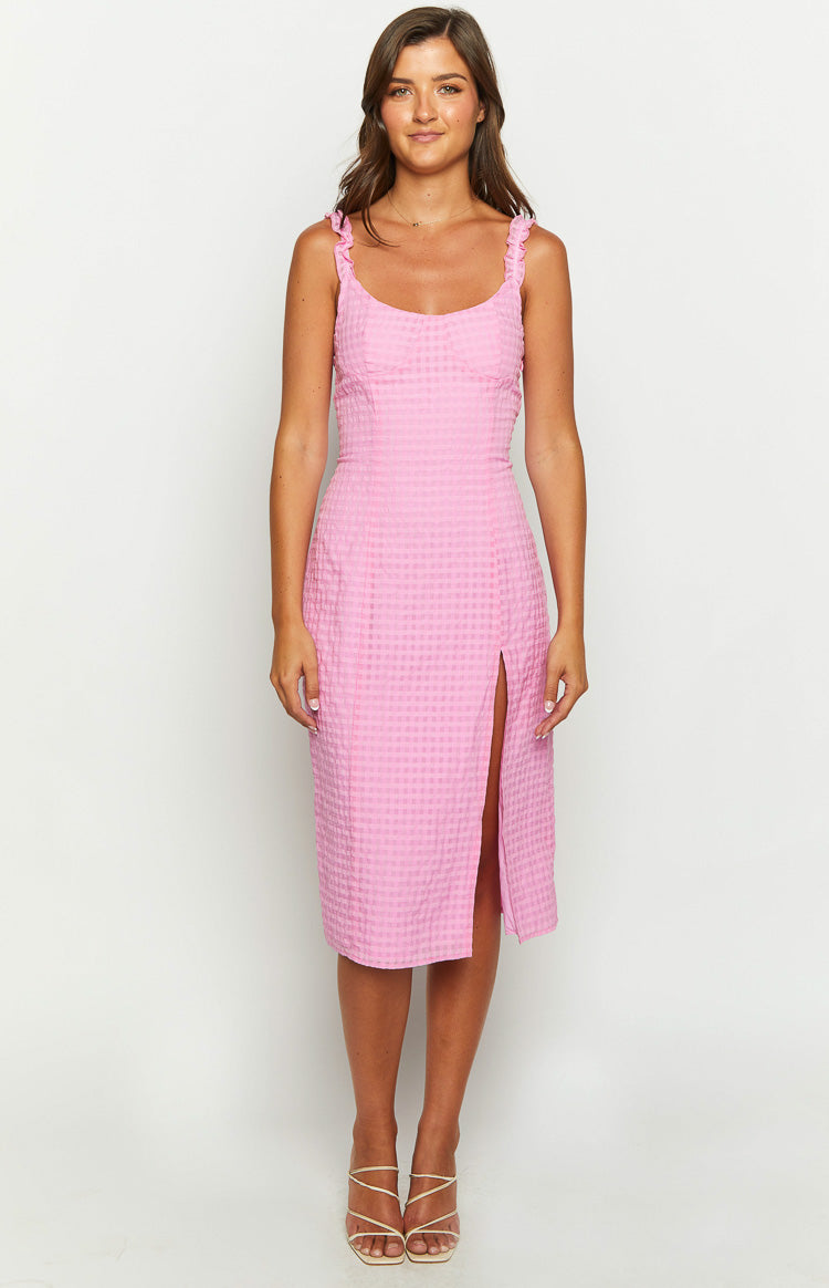 pink midi dresses Jessie Pink Midi Dress - US 2