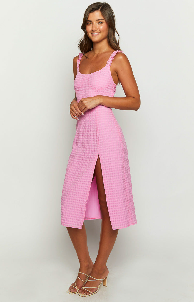Jessie Pink Midi Dress - US 2 | Beginning Boutique exclusive Jessie Pink Midi Dress - US 2 | Beginning Boutique exclusive
