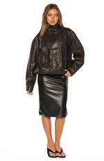 Joanie Black PU Midi Skirt