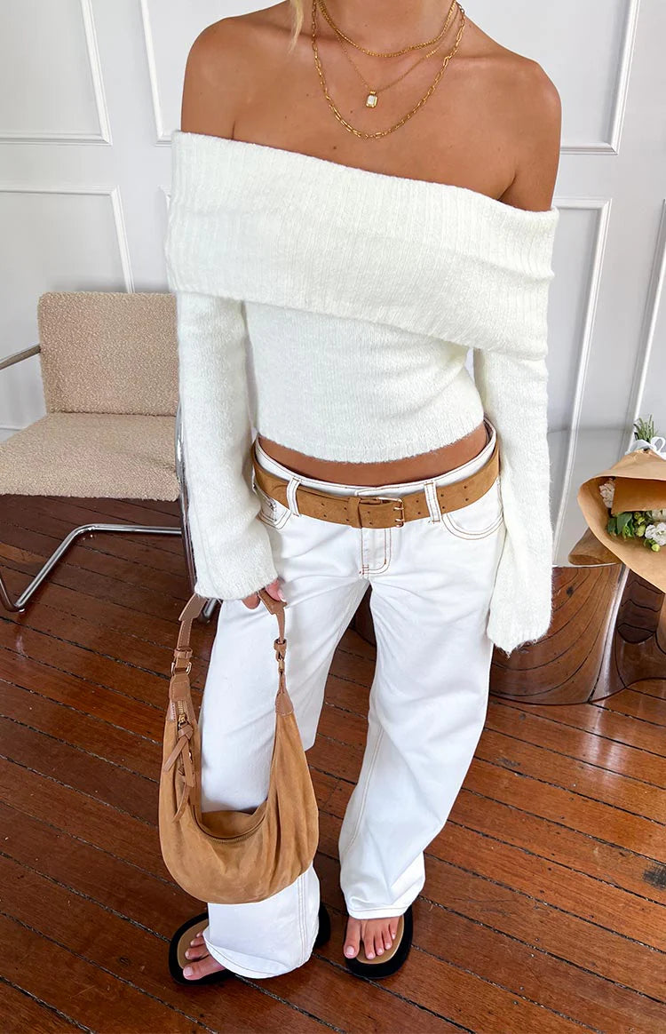 Joey Cream Off Shoulder Sweater