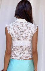 Jolie White Lace Frog Clasp Top