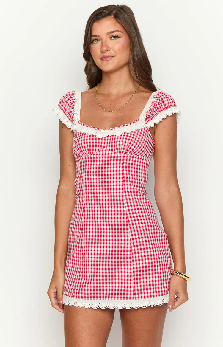red short sleeve mini dress Red Button Front Mini Dress - Shirt Dresses