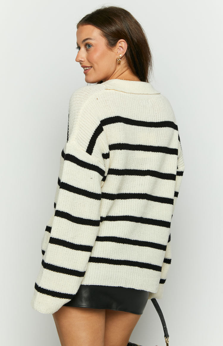 Jolly Black Striped Sweater Image
