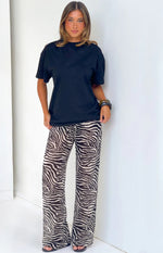 Joplin Black Sheer Zebra Print Pants - PRE ORDER