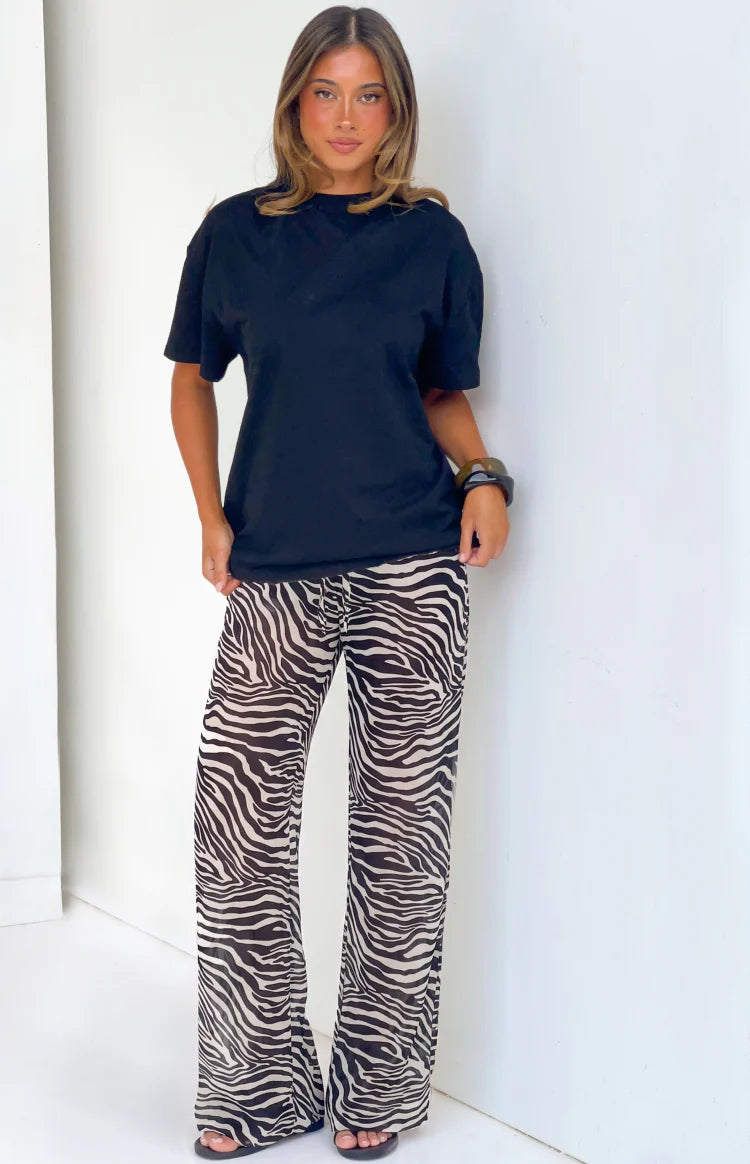 Joplin Black Sheer Zebra Print Pants - PRE ORDER