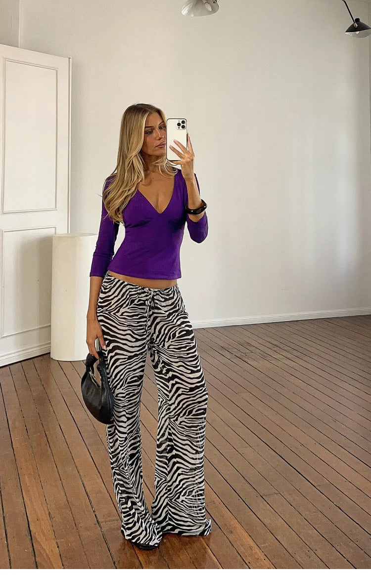Joplin Black Sheer Zebra Print Pants