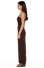 Jordan Brown Crepe Strapless Maxi Dress Image