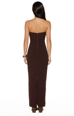 Jordan Brown Crepe Strapless Maxi Dress Image