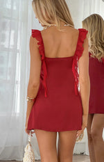 Joyce Burgundy Satin Mini Dress