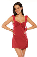 Joyce Burgundy Satin Mini Dress