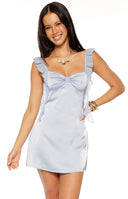 Joyce Light Blue Satin Mini Dress