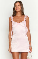 Joyce Pink Satin Mini Dress