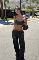 Joyner Black PU Leather Crop Top