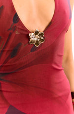 Julia Purple Floral Halter Neck Party Mini Dress Image