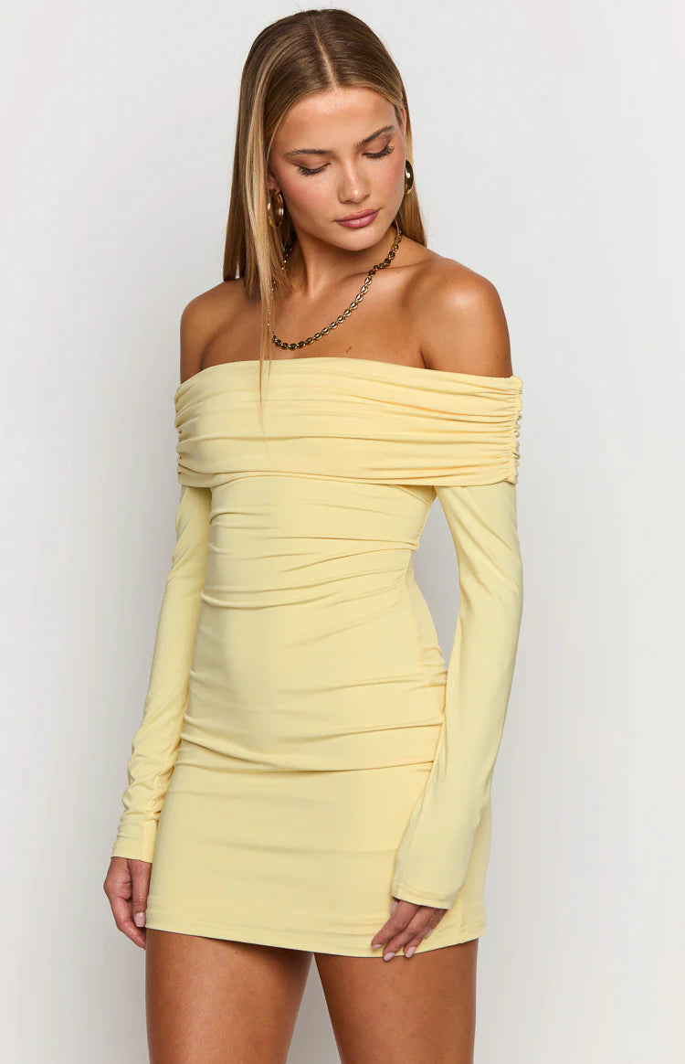 long sleeve mini dress yellow It's Your Chance Long Sleeve Mini Dress Yellow Size S from Hello Molly