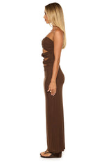 Junipa Chocolate Brown Strapless Cutout Maxi Dress Image