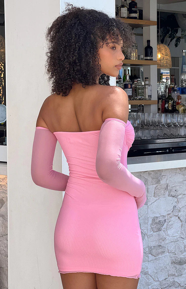 Kaliana Pink Off The Shoulder Mini Dress - US 8 | Beginning Boutique Exclusive Kaliana Pink Off The Shoulder Mini Dress - US 8 | Beginning Boutique Exclusive