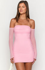 Kaliana Pink Off The Shoulder Mini Dress