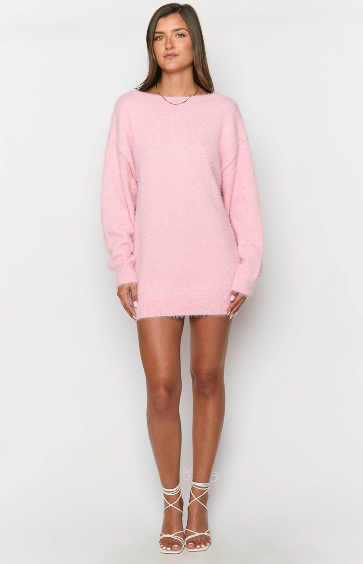 pink winter dresses Kleine Long Sleeve Knit Mini Dress - US 8 EU 50 = 111/93/117 maincol_brown Beautiful Backless Off The Color:Pale/Green