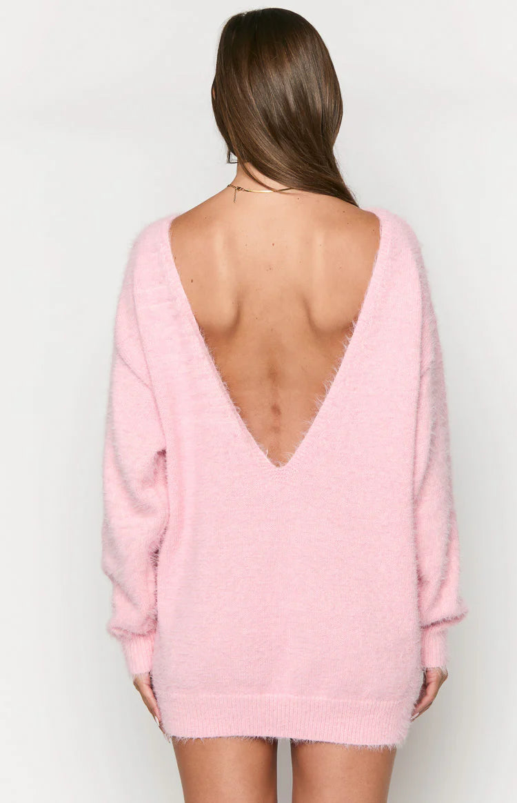 Kleine Pink Long Sleeve Knit Mini Dress - US 8 | Beginning Boutique Exclusive Kleine Pink Long Sleeve Knit Mini Dress - US 8 | Beginning Boutique Exclusive