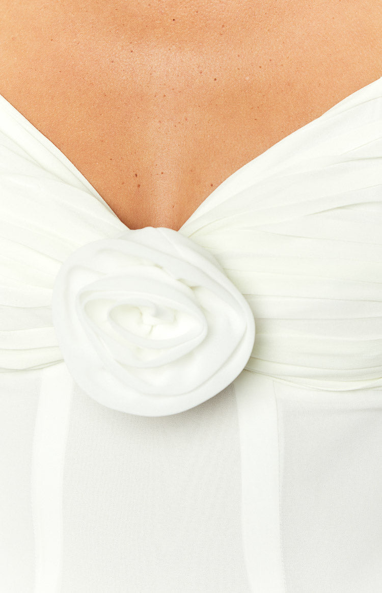 Kadence White Chiffon Long Sleeve Mini Dress Image