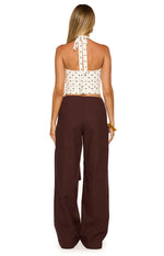 Kady Brown Linen Tie Wide Leg Pants