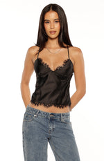 Kai Black Lace Trim Cami Top Image
