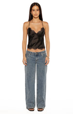 Kai Black Lace Trim Cami Top Image