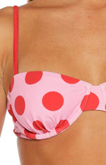 Kaia Pink and Red Polka Dot Underwire Bikini Top