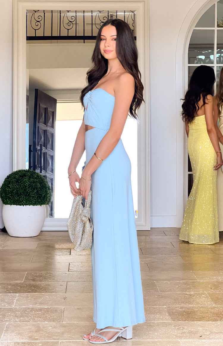 formal women's light blue strapless dress for school Kain Maxi - US 6 510 Bust