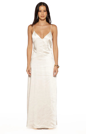 Kaitlynn Cream Satin Maxi Dress