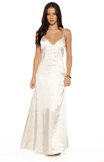 Kaitlynn Cream Satin Maxi Dress - US 12