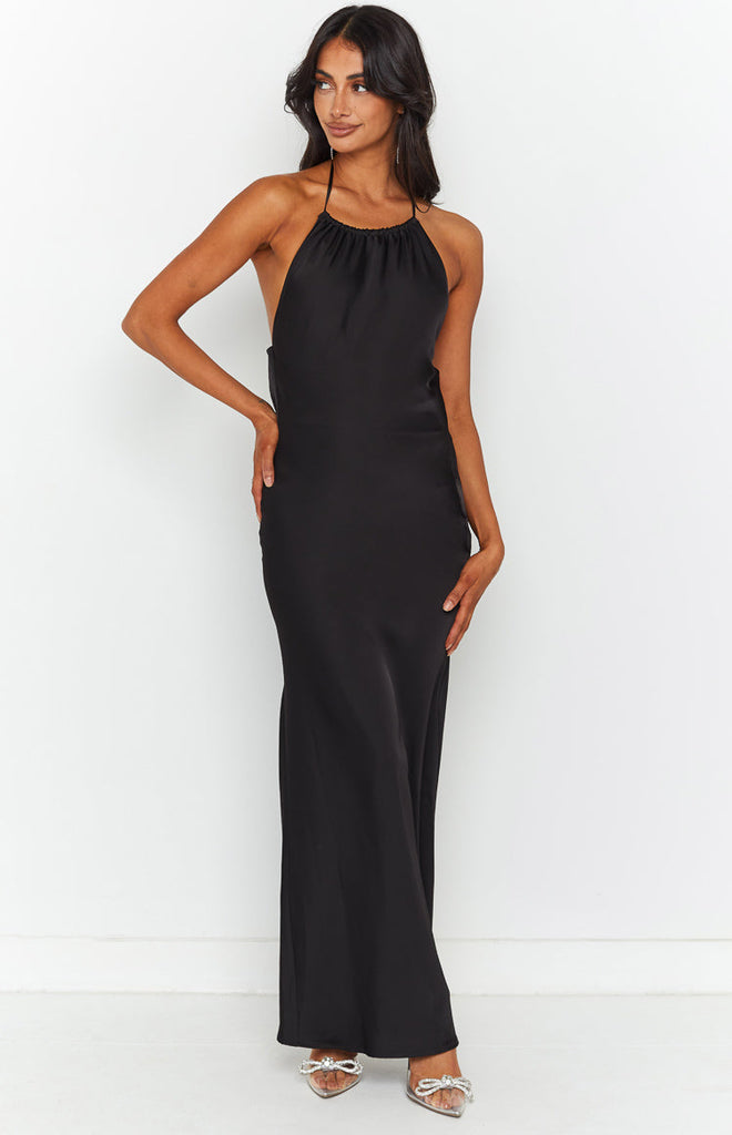Kalley Black Halter Formal Maxi Dress – Beginning Boutique US