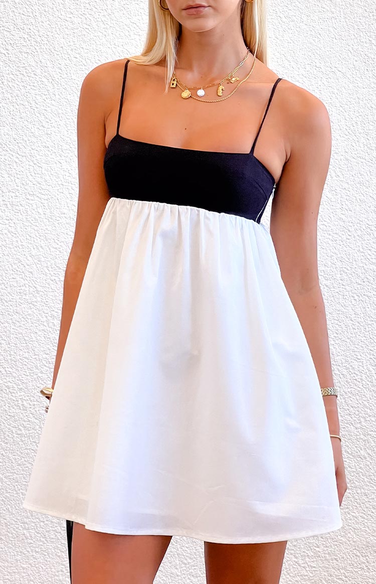 blue dress for baby girl Karia White Contrast Mini Dress