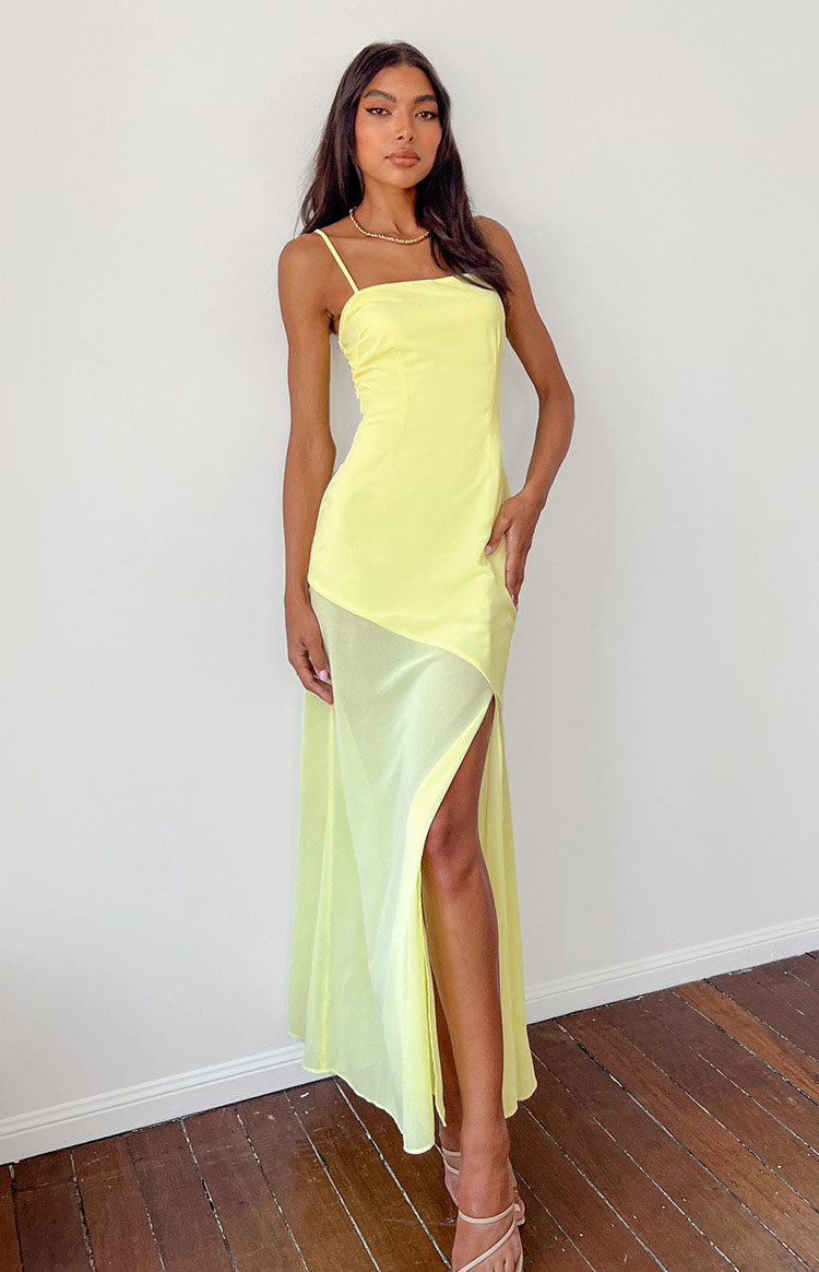 Karmic Yellow Chiffon Maxi Dress – Beginning Boutique US