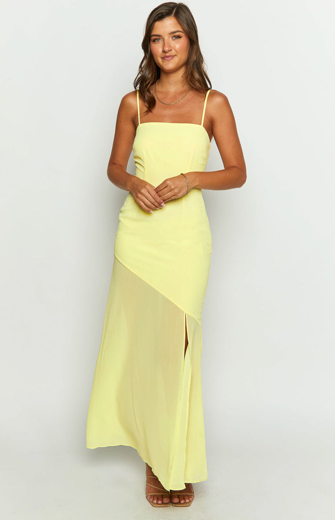 Karmic Yellow Chiffon Maxi Dress – Beginning Boutique US