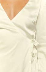 Kasya Cream Satin Long Sleeve Mini Dress – Beginning Boutique US