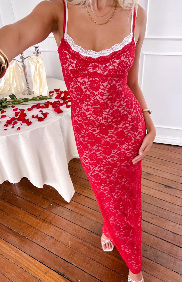 Kata Red Lace Maxi Dress Kata Red Lace Maxi Dress