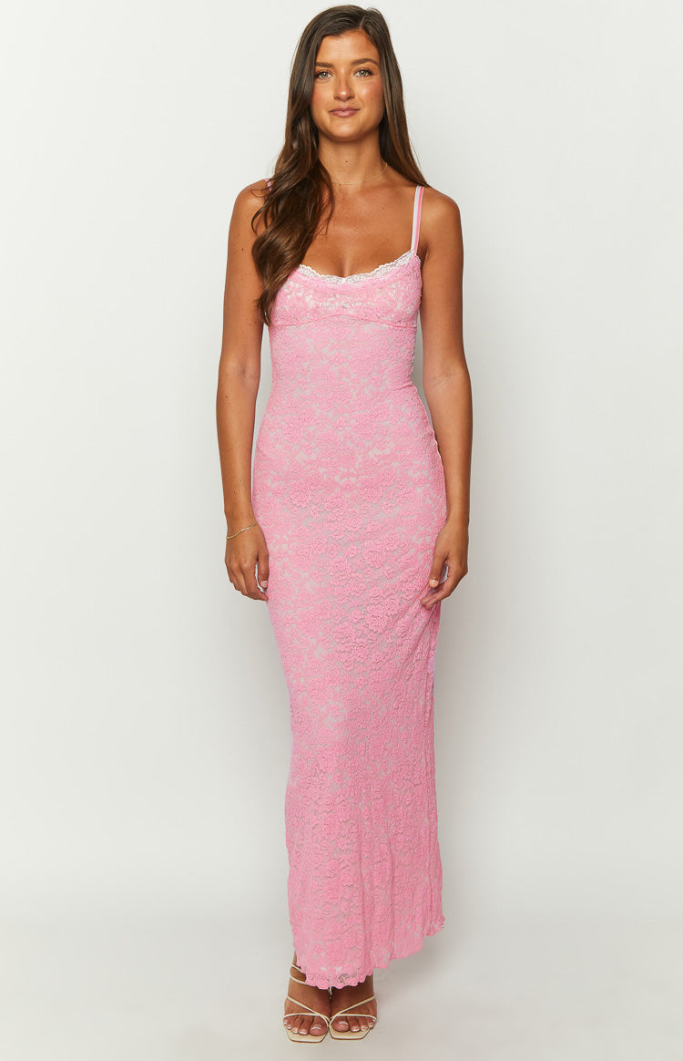 Kata Pink Lace Maxi Dress – Beginning Boutique US