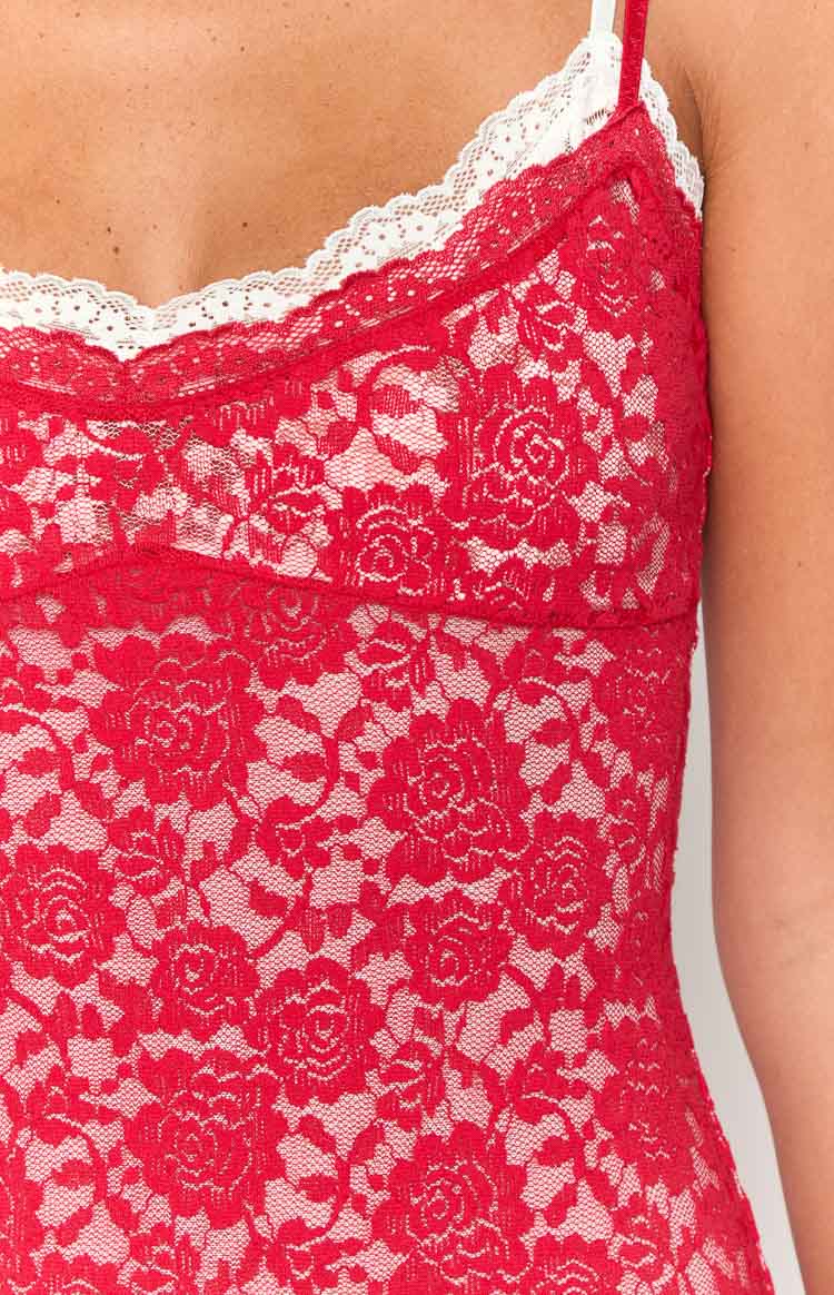 Kata Red Lace Maxi Dress - US 4 | Beginning Boutique Exclusive Kata Red Lace Maxi Dress - US 4 | Beginning Boutique Exclusive