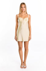 Kate Yellow Satin Party Mini Dress