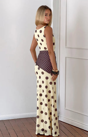 Kela Yellow Polka Dot Maxi Dress