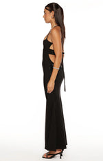 Kelcey Black Sequin Detail Formal Maxi Dress